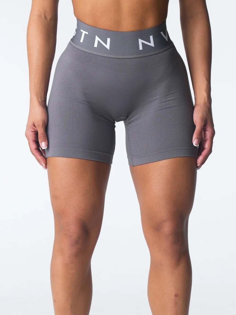 NVGTN Gray Seamless High Waisted Shorts Medium EUC